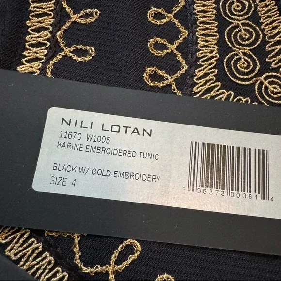NWT NILI LOTAN Karine Embroidered Will and Silk Blend Tunic - Size 4 - Picture 8 of 9